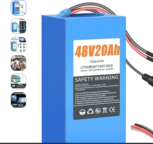 48V e-Bike Replacement Battery, 20Ah, Built-in 40A BMS, Safe and Durable, Including Connector Suitable for 0-1500W Electric Bikes, Scooters, ATVs, Electric Dirt Bikes (48V20Ah) — Generic battery for electric bikes