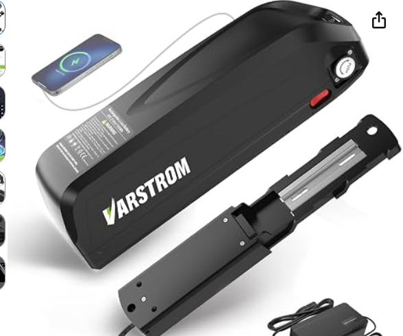Varstrom 48V 13Ah Ebike Battery 624Wh Lithium Ebike Replacement Battery | Lightweight, 30A BMS, Safe Lock, Fast Charger & USB Port, for BAFANG/Tong-Sheng/Voilamart or Other 0-1500W Ebike Motor — Varstrom battery for electric bikes